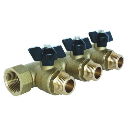 Collecteur mâle-femelle 1'' (26/34), 3 départs mâle 1/2'' (15/21), pour sanitaire et chauffage - Somatherm